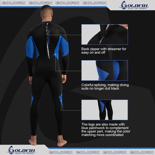 GoldFin Wetsuit for Men, Mens 3mm Wetsuits Fullbody Back Zip Keep Warm in Cold Water