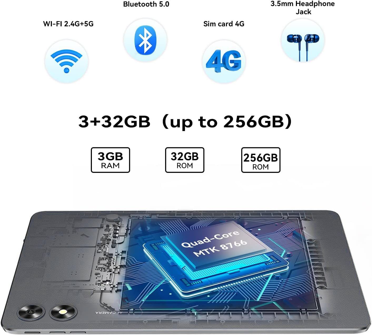 Umidigi G3 Tab Android 13 Tablet 2025 With Sim Card Slot, 3Gb+32Gb 256Gb Expand, 2.4/5Ghz Wifi, 10.1 Inch Tablet With 4* A53-Cor