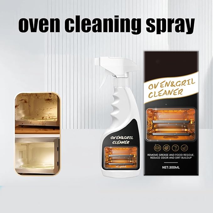 Oven Cleaner, 300ml Degrease Cleaner, Heavy Duty Degreaser with Fast-Acting Formula, Kitchen Cleaning Solution with Easy Spray, for Homeowners Busy Families Renters To Remove Grease Stain Oil From