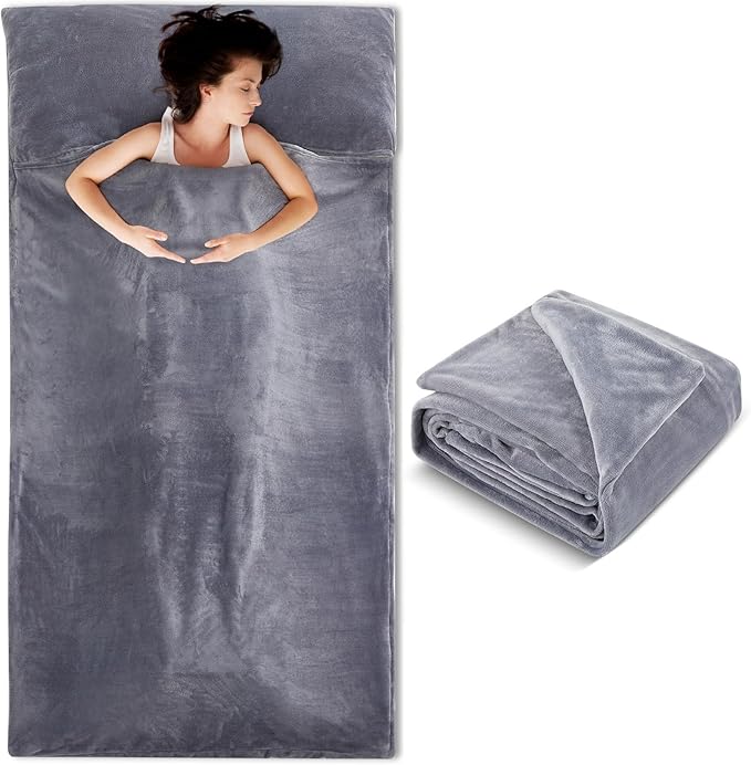 Remagr Flannel Sleeping Bag Liner for Adult, Flannel Fluffy Sheet & Camping Sheet for Winter Warm Thick Sheets for Backpac...