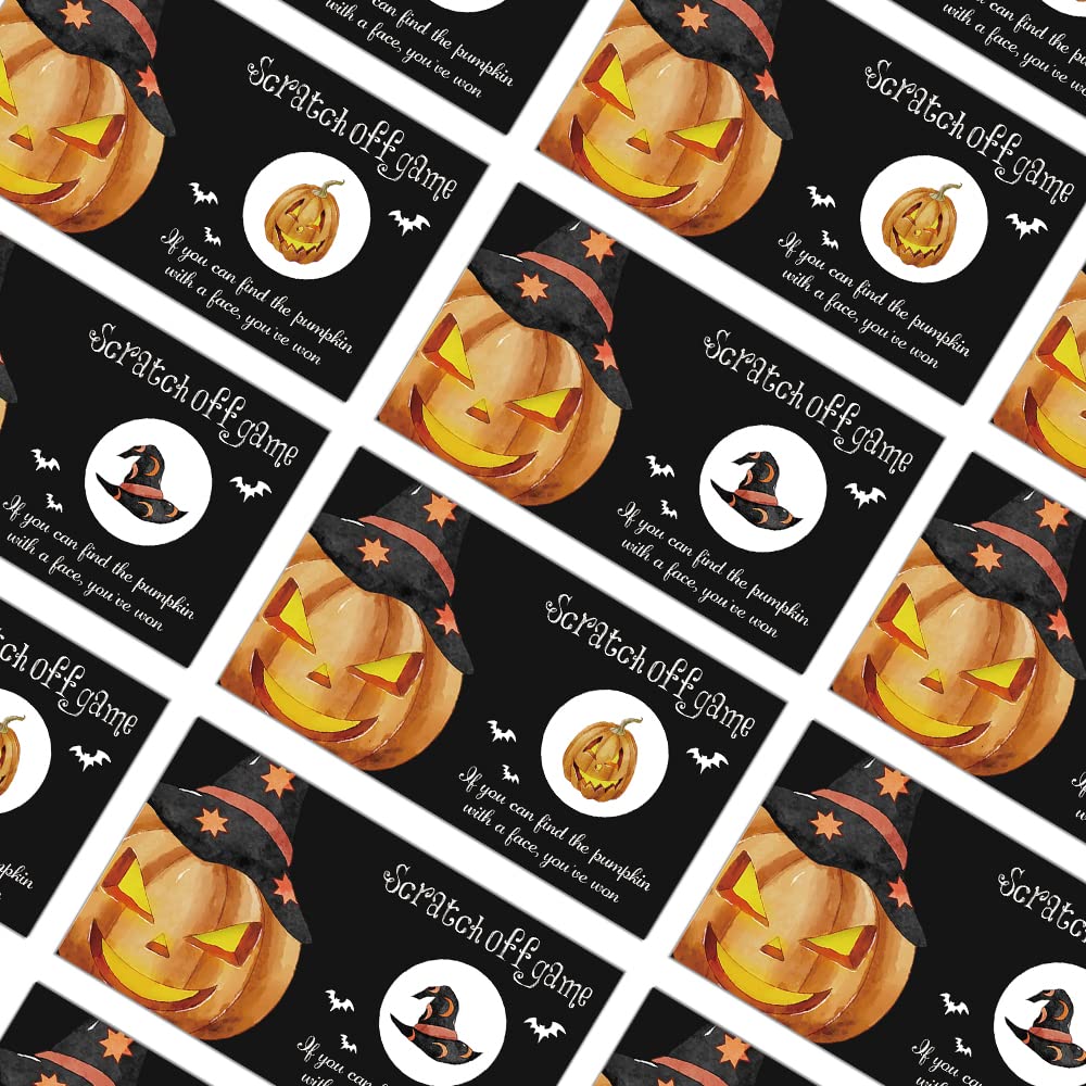 REWIDPARTY Pumpkin Party Game Scratch Off Cards（32 PCS） Funny Halloween Activity for Groups Kids Adults Pumpkin Baby Shower Games Vouchers Festive Raffle Tickets Halloween Holiday Games Supplies