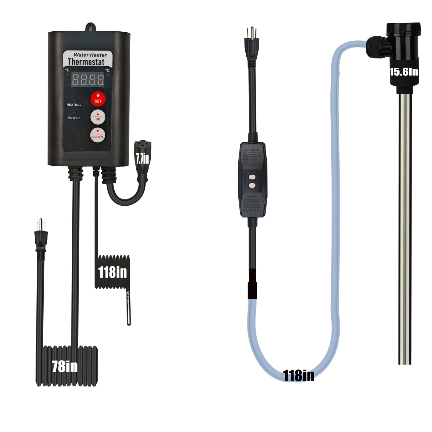 JHAOHEATE 1500W Titanium Immersion Water Heater with Temp Control & GFCI – Submersible Electric Heater for Above-Ground Pool, Baptistry, Baptismal Pool, Spa, Bucke, Hot TubBathtub & Inflatable Pool