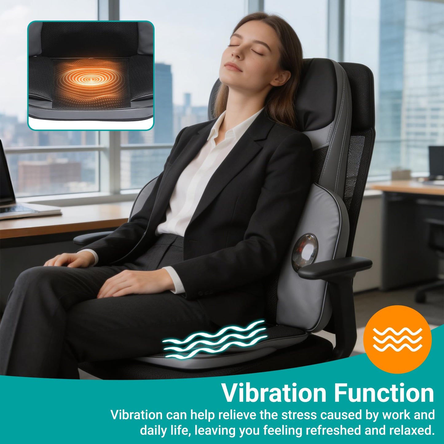 yayewanglae Shiatsu Neck & Back Massager with Heat. Massage Chair Pad.Office Chair Deep Kneading Massager with Multiple Rotating Shiatsu Nodes for Soothing Back & Neck Relief