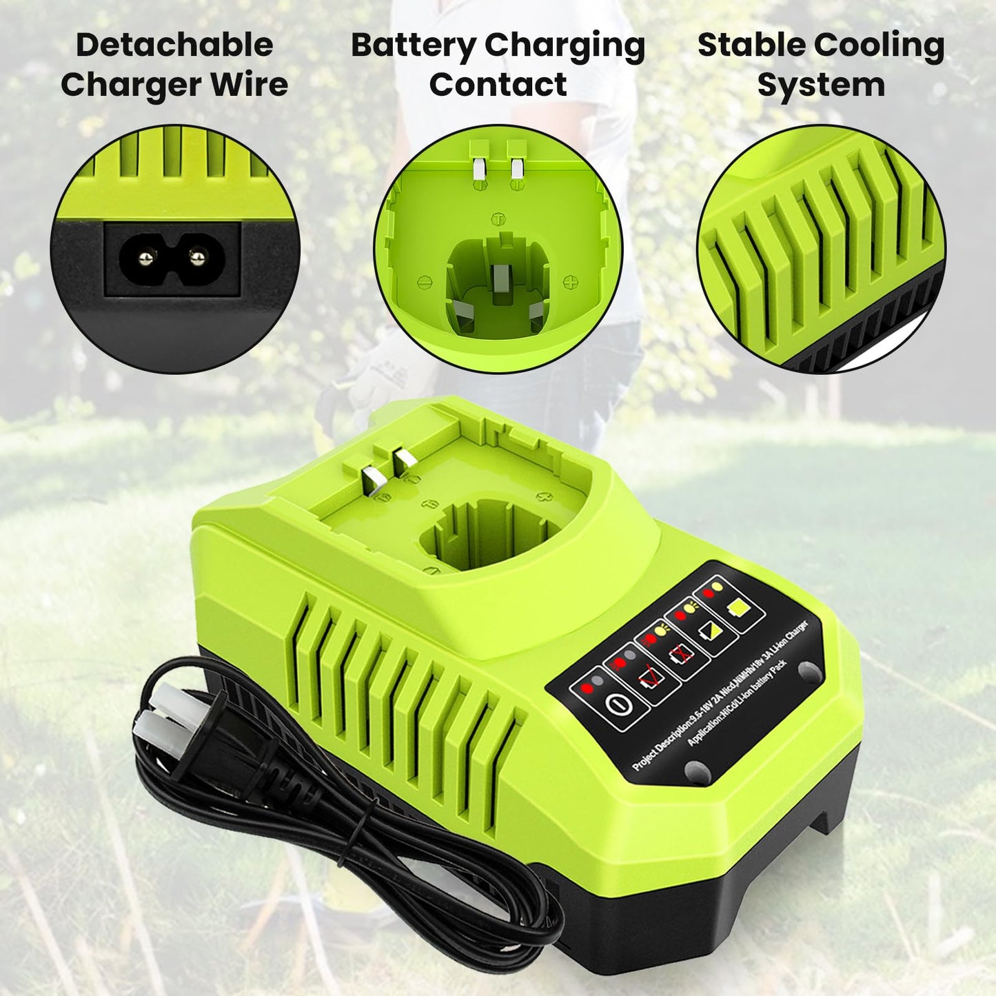 P117 Rapid Charger Replacement For Ryobi 18Volt Charger Compatible With Ryobi 9.6V-18V Battery P102 P108 P189 P197 P103 P105 P10