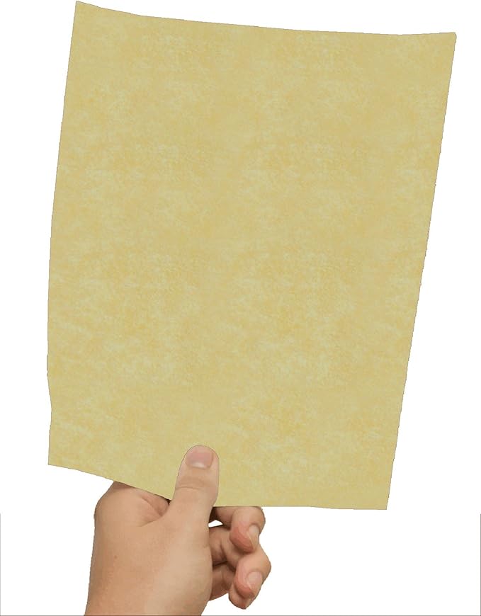 100 Gold Parchment 65lb Cover Weight Paper 8.5 X 14 Inches Cardstock Colored Sheets Legal Size -Printable Old Parchment Semblance