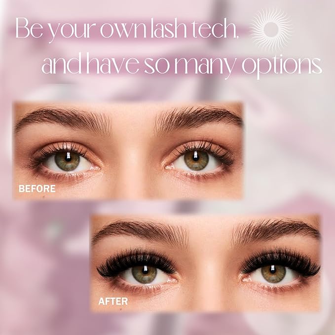 FADLASH Lash Extension Kit 200D Lash Cluster Kit DIY Eyelash Extension Kit with Lash Bond and Seal Lash Tweezers Natural Cluster Lashes Kit Individual Lashes 3D Effect (KIT, 200D-3D-07D-15-20mm)