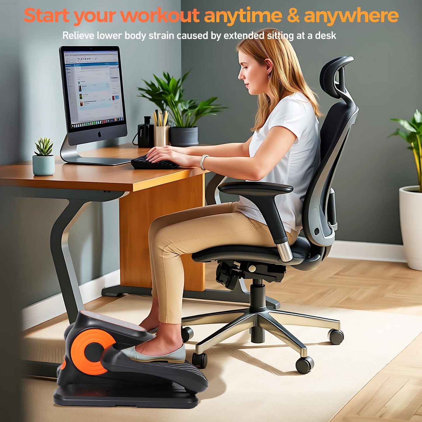 Elliptical Exercise Machine, Under Desk Elliptical Machine, Elliptical Trainer, Leg Joint Exerciser While Sitting for Seniors, Peddler Exerciser for Seniors, A New Easy Way to Do Exercise at Home