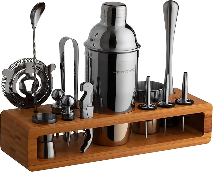Modern Mixology 21-Piece Cocktail Shaker Set with Stand | Complete Cocktail Kit Gift Set | Top Bartender Gifts for Men & W...