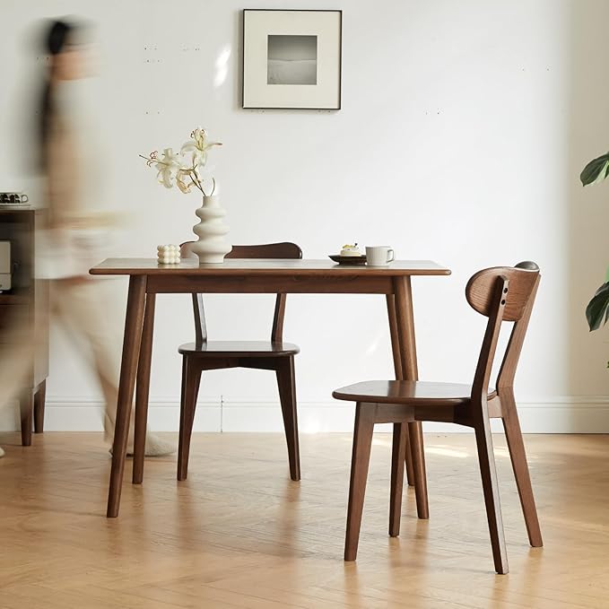 Hymus 100% Solid Oak Wood Dining Room Chairs - Practical Kitchen Chairs for Dining Room, Kitchen, Living Room (4, Walnut)