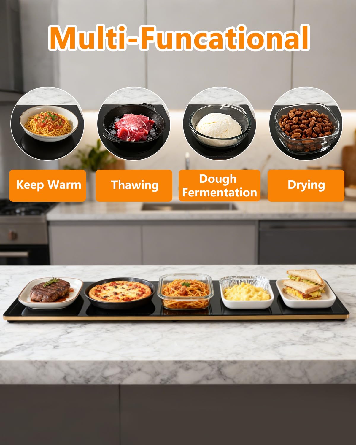 Electric Warming Tray,Extra Large Food Warming Mats with Temp-Settings & Timmer,Full Surface Heating Electric Food Warmer Mat Keep Food Warm at Buffet, Party, Sabbath, Daily Use (XXL(40 * 14"))