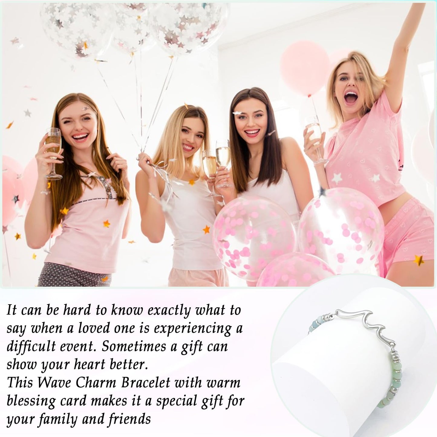 Birthday Gifts for Women, Unique Amazonite Wave Bracelet Gifts for Happy Birthday 18th，21st, 30th, 40th, 50th, 60th Birthday Gift Ideas for Bestie Friend Sister Mom Daughter Wife Grandma Grammy Nonna