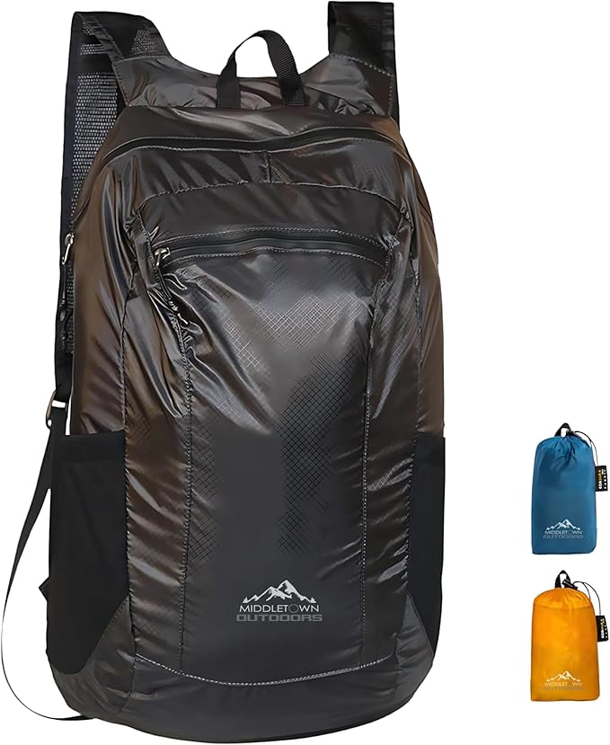 Middletown Outdoors Daypack Ultralight Foldable Water-Resistant Nylon Durable Tear-Resistant, Ideal for Hiking, Camping,Co...
