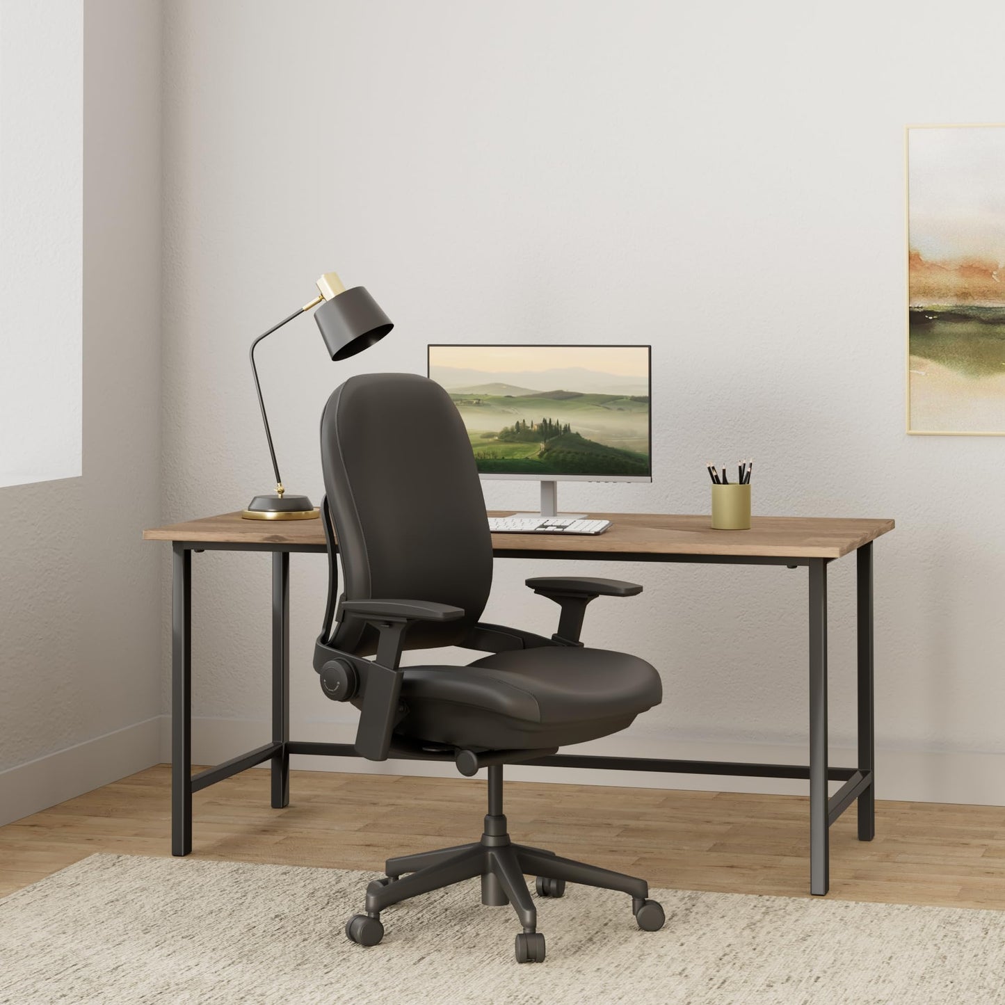 Steelcase Leap Office Chair - Ergonomic Work Chair with Wheels for Carpet Flooring - Work Chair Supports Unique Body Shape - with Natural Glide System & Liveback Technology - Black Leather