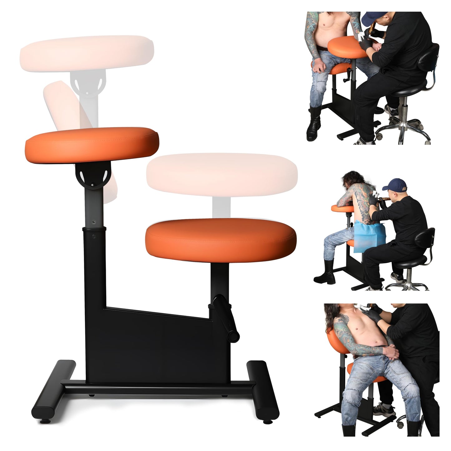 Tuffking Professional Adjustable Tattoo Armrest Chair - 26 lb Lightweight, 30-40inch Backrest & 19-22inch Seat Height Adjustment, 18x25inch Tattoo Arm Rest for Tattoo Artists & Studios & Client