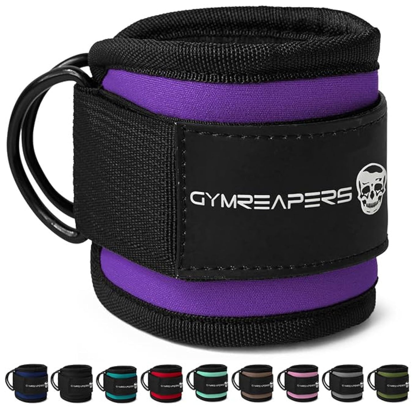 Gymreapers Ankle Straps (Pair) For Cable Machine Kickbacks, Glute Workouts, Lower Body Exercises - Adjustable Leg Straps with Neoprene Padding (Purple, Pair)