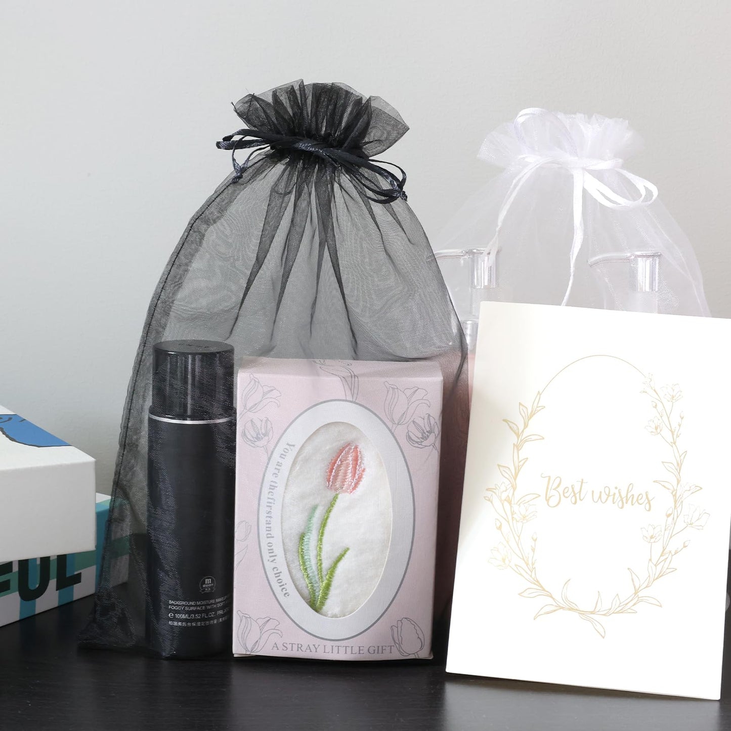 Uigidori 100 Pcs Premium Organza Bags, 8 x 12 Inches Sheer Organza Gift Pouches with Drawstring, Large Mesh Favor Bags for Wedding Favors, Party, Jewelry, Christmas, Makeup Wrapping Supplies (Black)