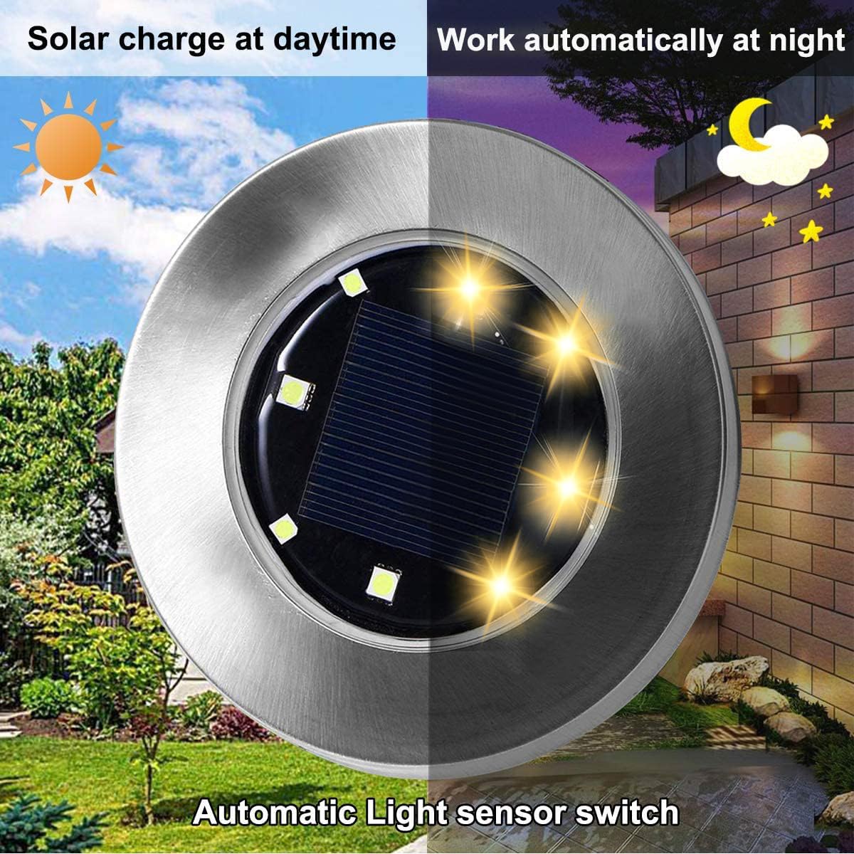 Rayolon Solar Ground Lights, Waterproof Solar Garden Lights, Upgraded Outdoor Garden Waterproof Bright in-Ground Light, Landscape Lighting for Pathway,Yard,Deck,Lawn,Patio,Walkway (12 Pack Warm Light)