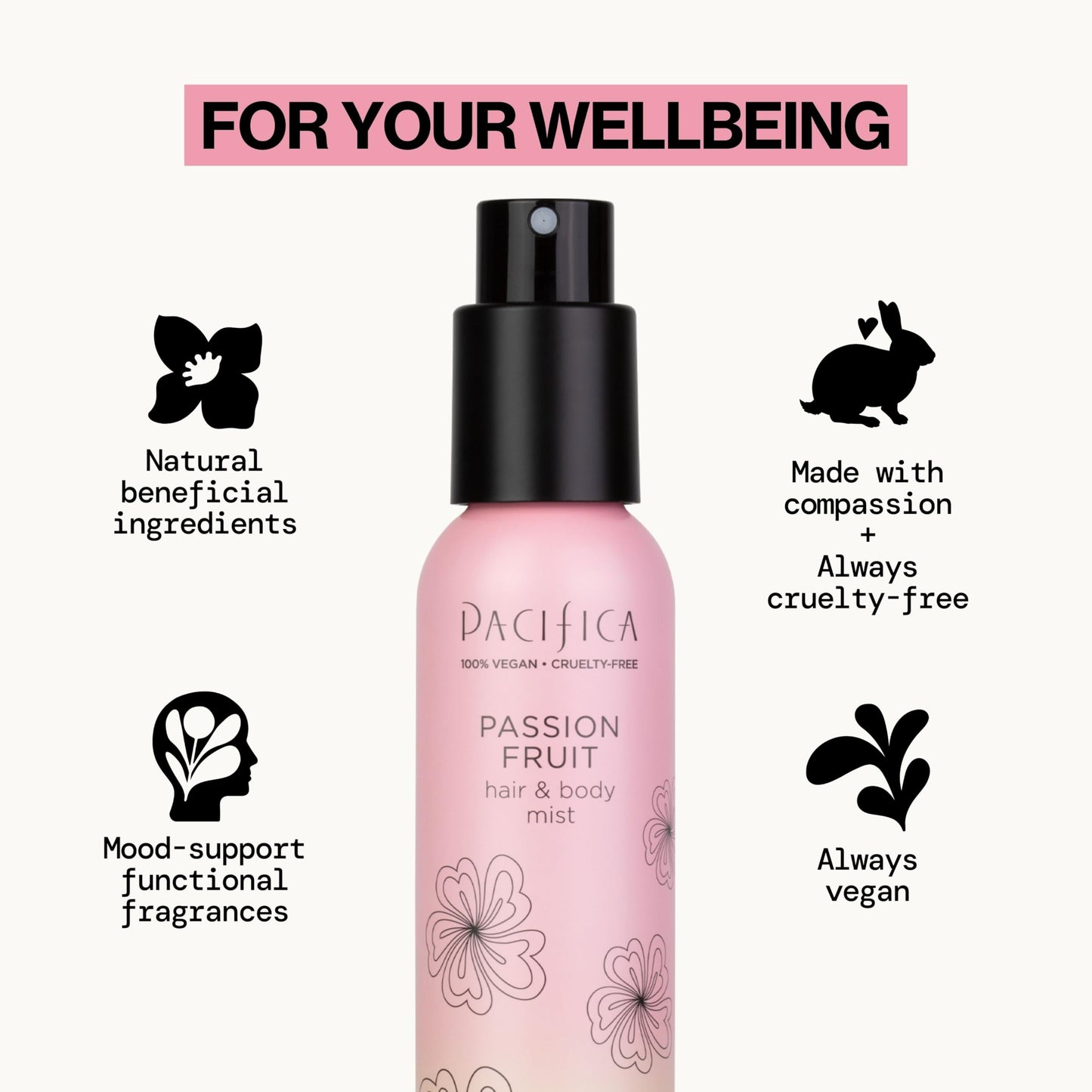 Pacifica Hair Mist Perfume & Full Body Spray for Women - Passion Fruit Body Mist Fragrance w/Pineapple, Orange Blossom, Vanilla, Sandalwood & Bergamot – Alcohol-Free, Vegan & Cruelty-Free, 5 oz