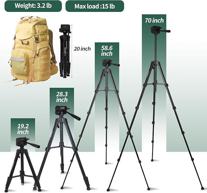DAPENG Spotting Scope Tripod,Shooting Hunting Rest V Yoke Stand with Travel Bag and Phone Holder,Compatible with Monocular/Astronomical Telescope/DSLR Camera/Cell Phone/Projector (70 inch)