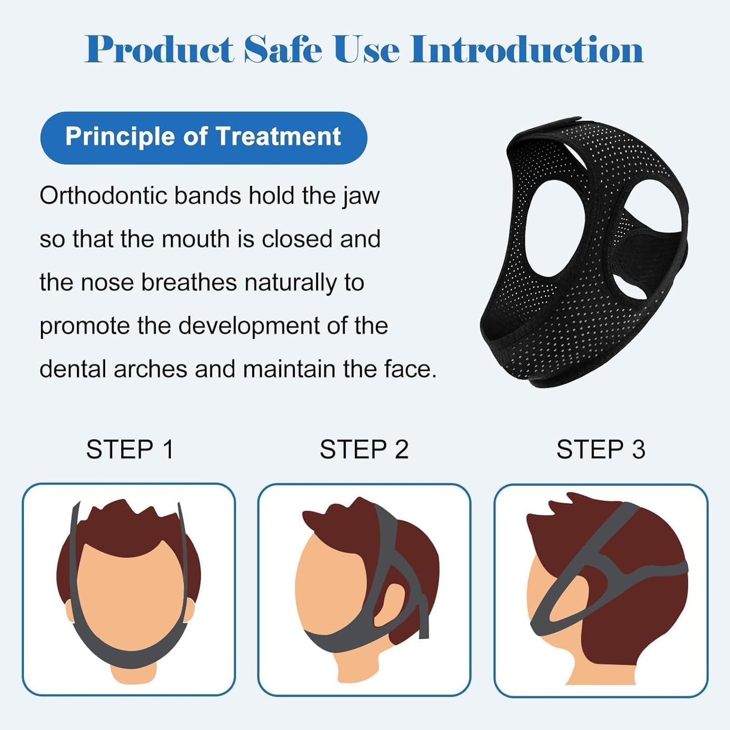 Anti Snore Chin Strap for Sleeping - Airflow Jaw Strap Adjustable & Comfortable - Effective Anti Snoring Devices- Stop Snoring Solution for Men & Women, Breathable and Reusable (Black)-123