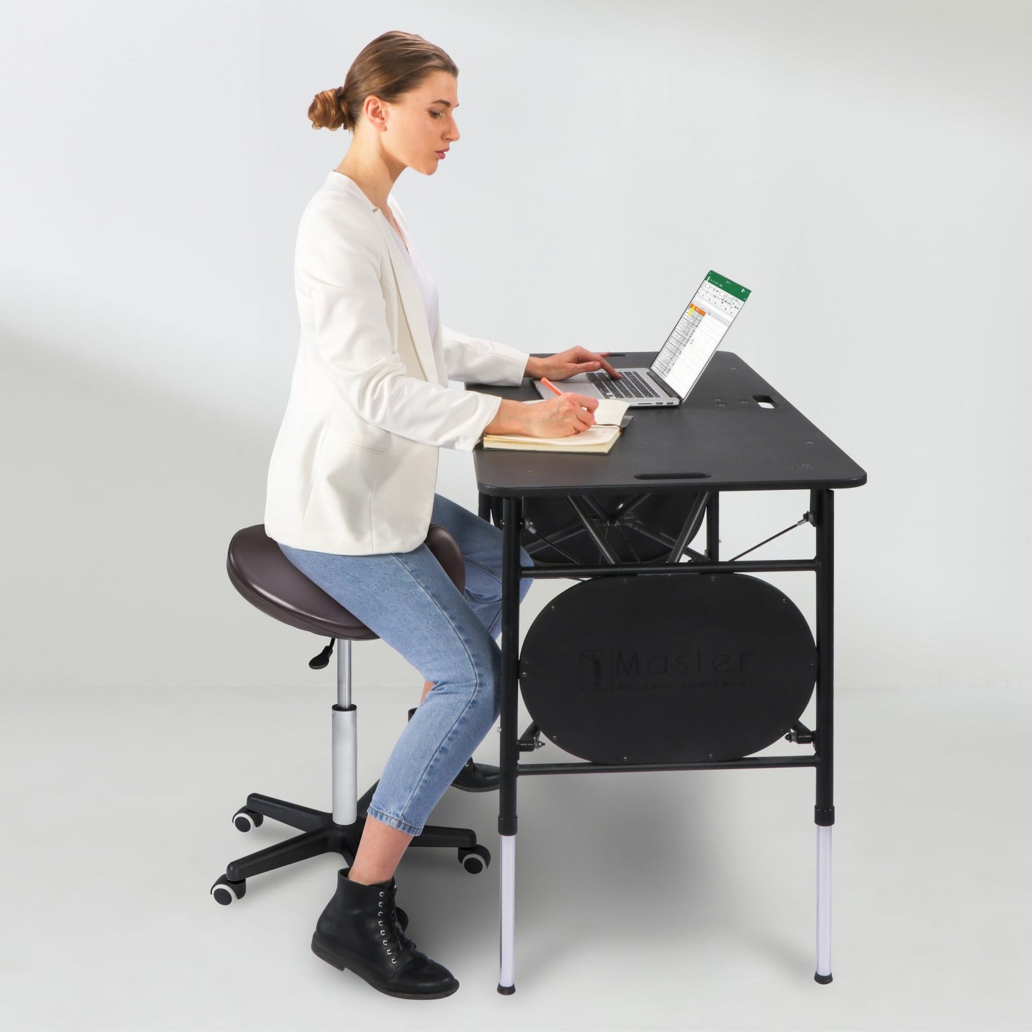 Master Massage Adjustable Hydraulic Saddle Rolling Stool – Ergonomic Salon, Tattoo, Spa, Medical & Dental Chair, Coffee