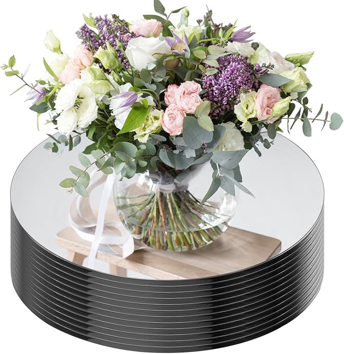 Seelenruhe 12" Round Mirrors for Centerpieces for Tables, Round Mirrors Trays Plates for Centerpieces, Wedding Decoration...