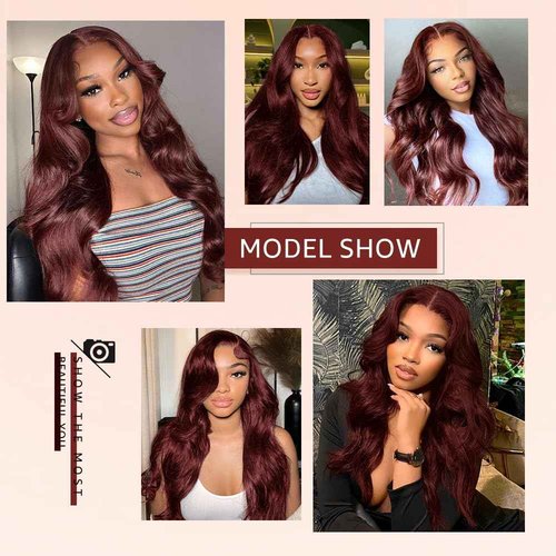 KEKEYY 28 Inch Reddish Brown Lace Front Wigs Human Hair Pre Plucked 200 Density Body Wave Lace Frontal Wig Human Hair 13x4 HD Lace Brown wig with baby hair