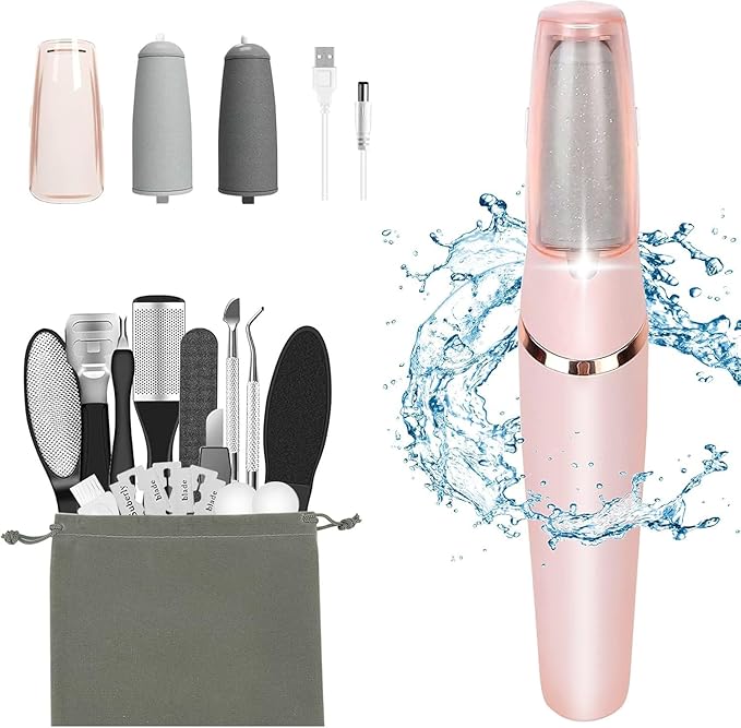 Electric Callus Removers for Feet, Haootadiy Electric Foot Callus Remover Pedicure Kits Rechargeable with12 in 1, Removes Dry Skin for Smoother Feet, Foot Care for Dead Skin Ideal Gift
