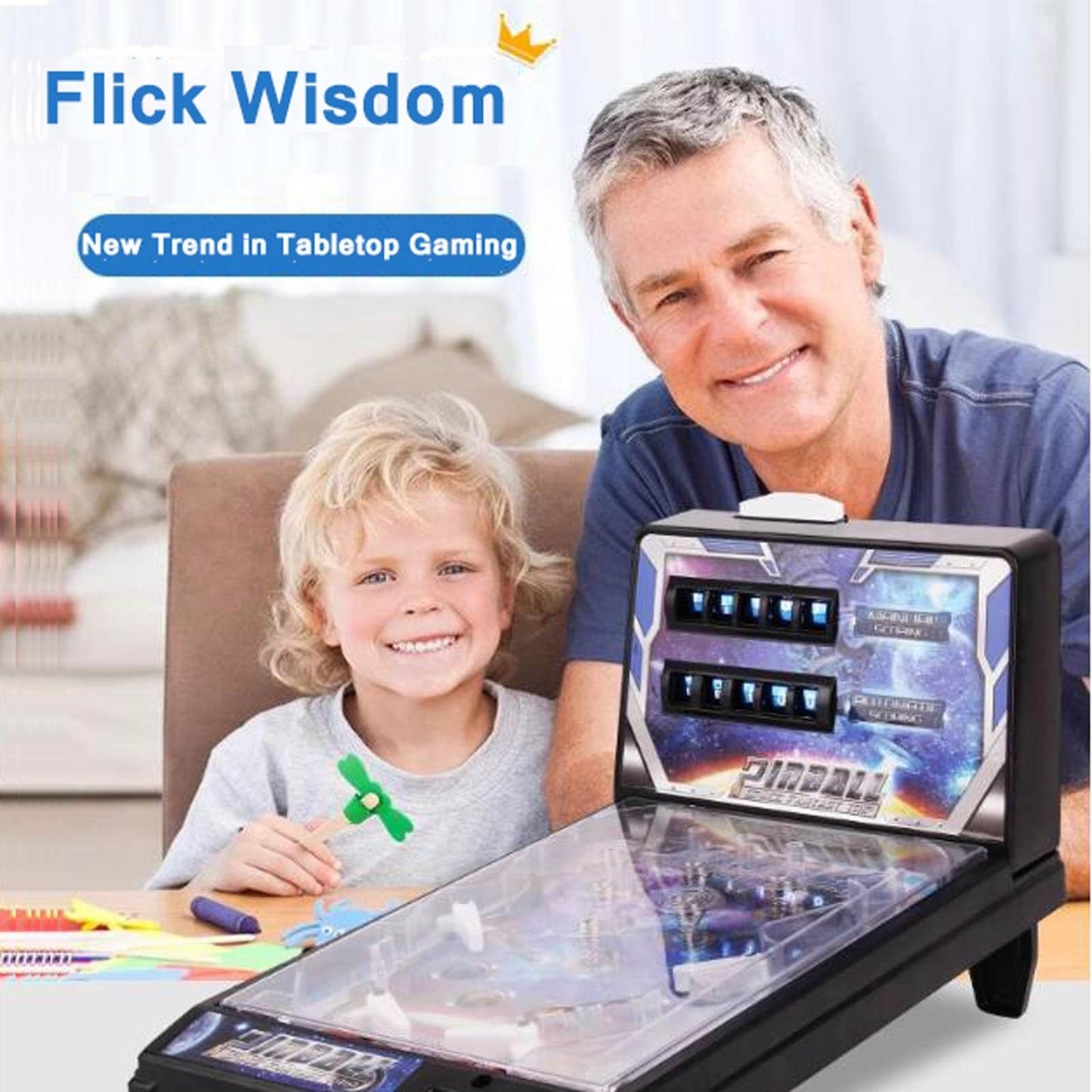 HALFS Electronic Tabletop Classic Pinball Toy Arcade Pinball Toy Electronic Arcade Toys Children with Digital Scoreboard for Family Activities Parent Child Interactive