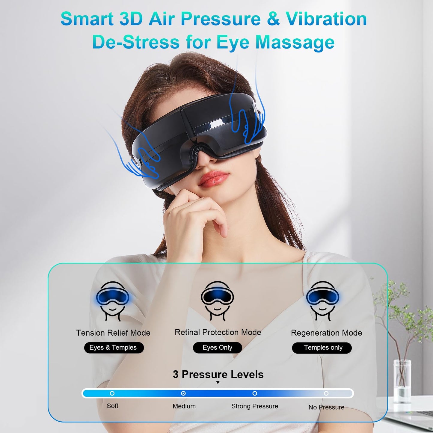 Eye Massager with Heat – Birthday Gift for Women Men Mom Dad Her Him, Smart Mask Massage with Music Care for Eye Strain Relief, Improve Sleep, Relax at Home, Indoors, Outdoors, Travel, Christmas