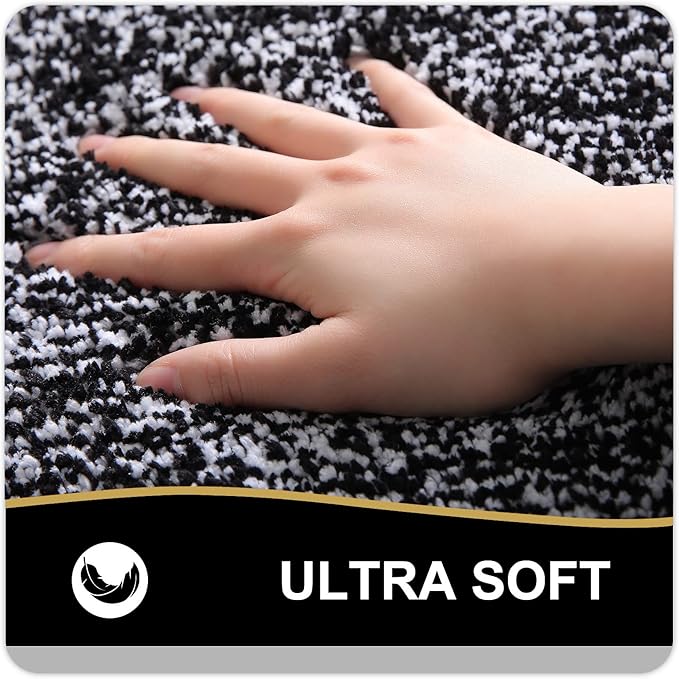 OLANLY Bathroom Rugs 36x24, Extra Soft and Absorbent Microfiber Bath Mat, Non-Slip, Machine Washable, Quick Dry Shaggy Bath Carpet, Suitable for Bathroom Floor, Tub, Shower (Large, Black)