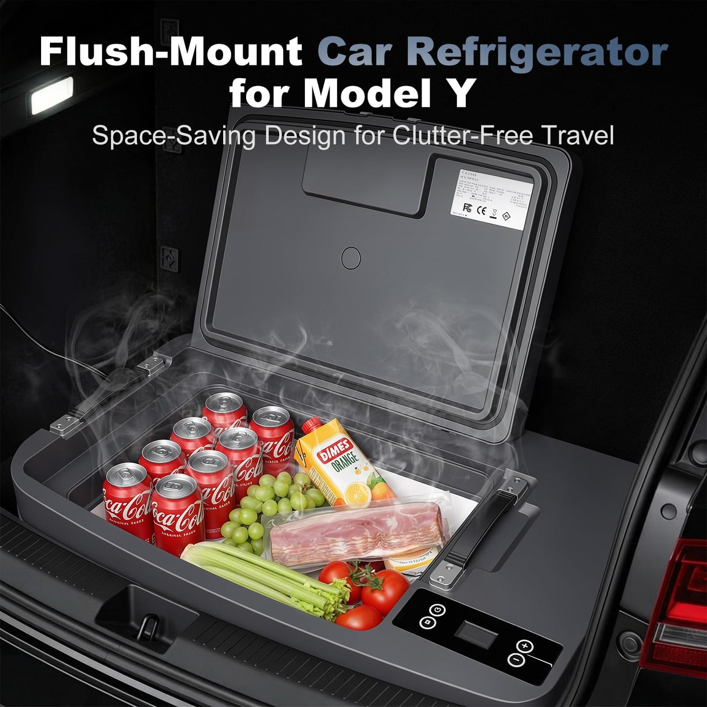 Car Refrigerator for Tesla Model Y, 35QT (33L) Portable Freezer, -7.6°F to 50°F 12V Car Fridge for Model Y Trunk with App Control, 12&24V DC Tesla cooler for Camping, Shopping, Road Trips, Home