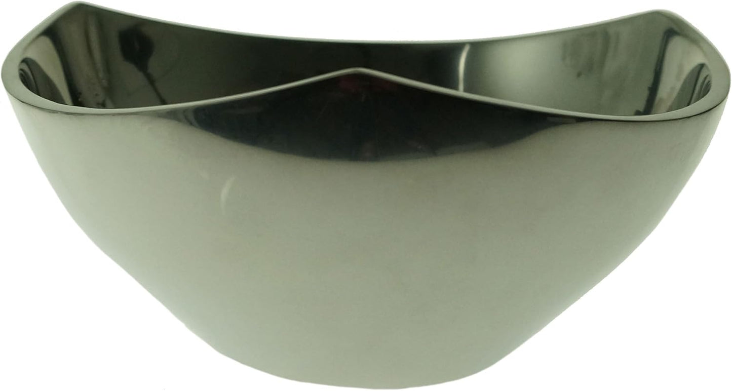 Nambe Tri-Corner Salad Bowl | Chilled Serving Dish for Side Dishes, Pasta, Guacamole | Prep-Ahead-Bowl Can Be Heated or Chilled | 9-Inch | Made of Metal Alloy (Silver)