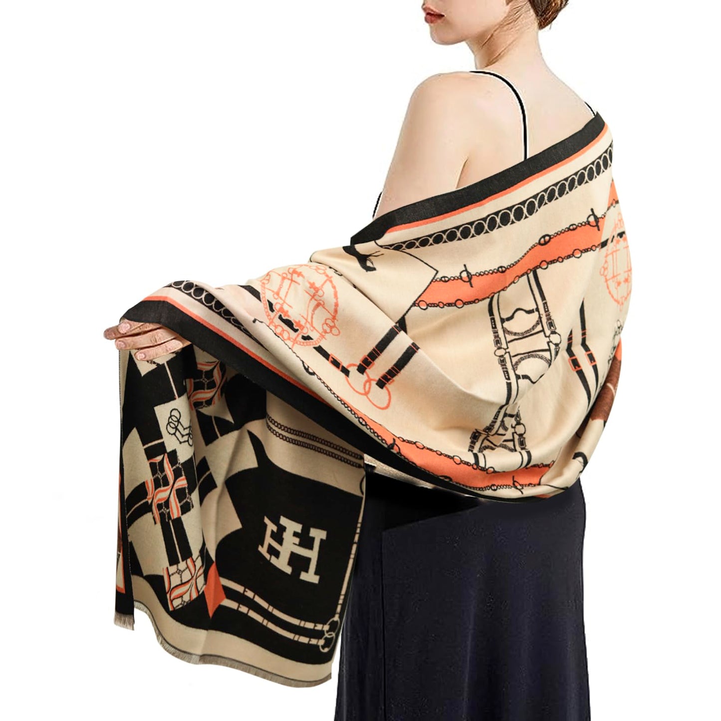 EXTREE Scarfs for Women Pashmina Silky Shawl Wrap for Evening Dressing Blanket Open Front Poncho Cape