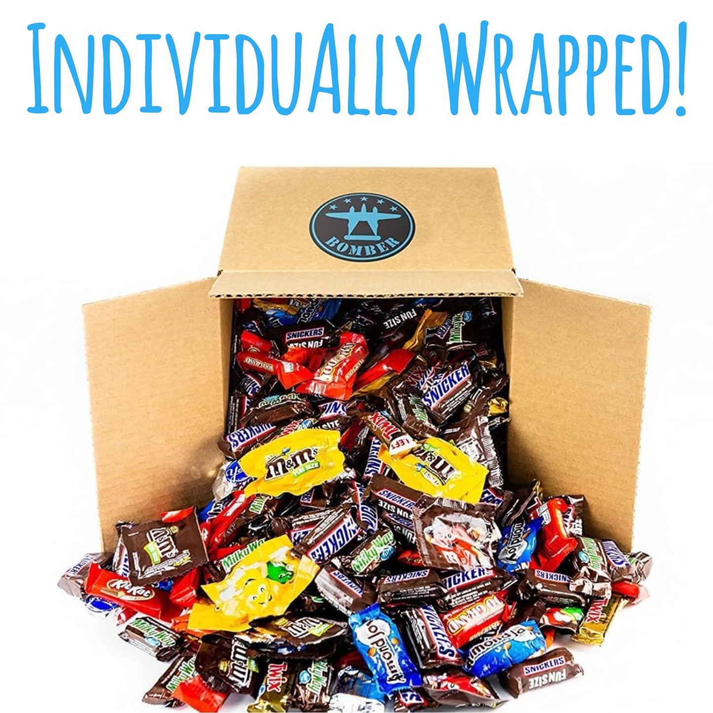 Bomber 8 lb Halloween Candy Bulk Chocolate Variety Pack – Fun Size Candies Individually Wrapped for Halloween Treats & Snacks, Bulk Chocolate Candy Mix for Trick-or-Treat, Gifts for Adults & Kids