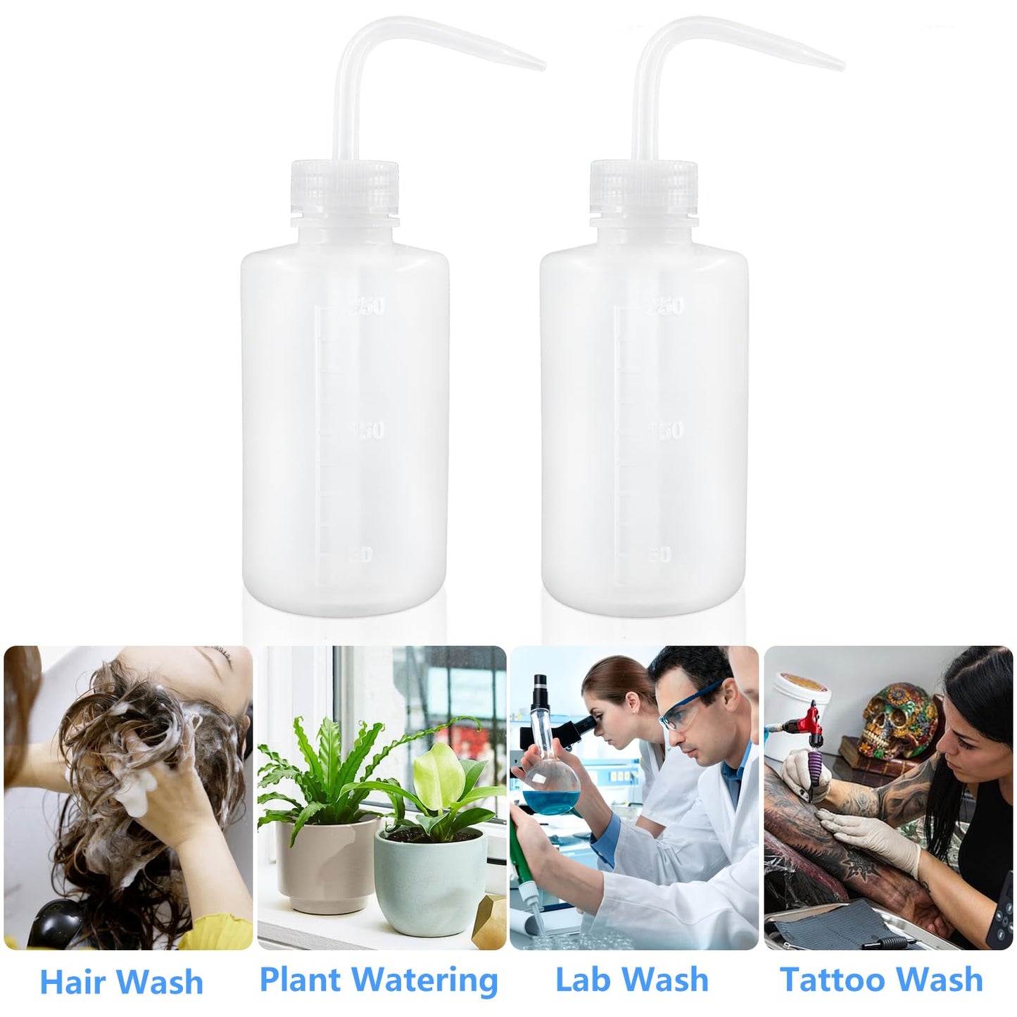 DTDNZKN 2 Pack 8oz (250ml) Wash Bottles with Narrow Mouth and Labels - Ideal for Medical Use, Succulent Care, Cleaning, and Washing