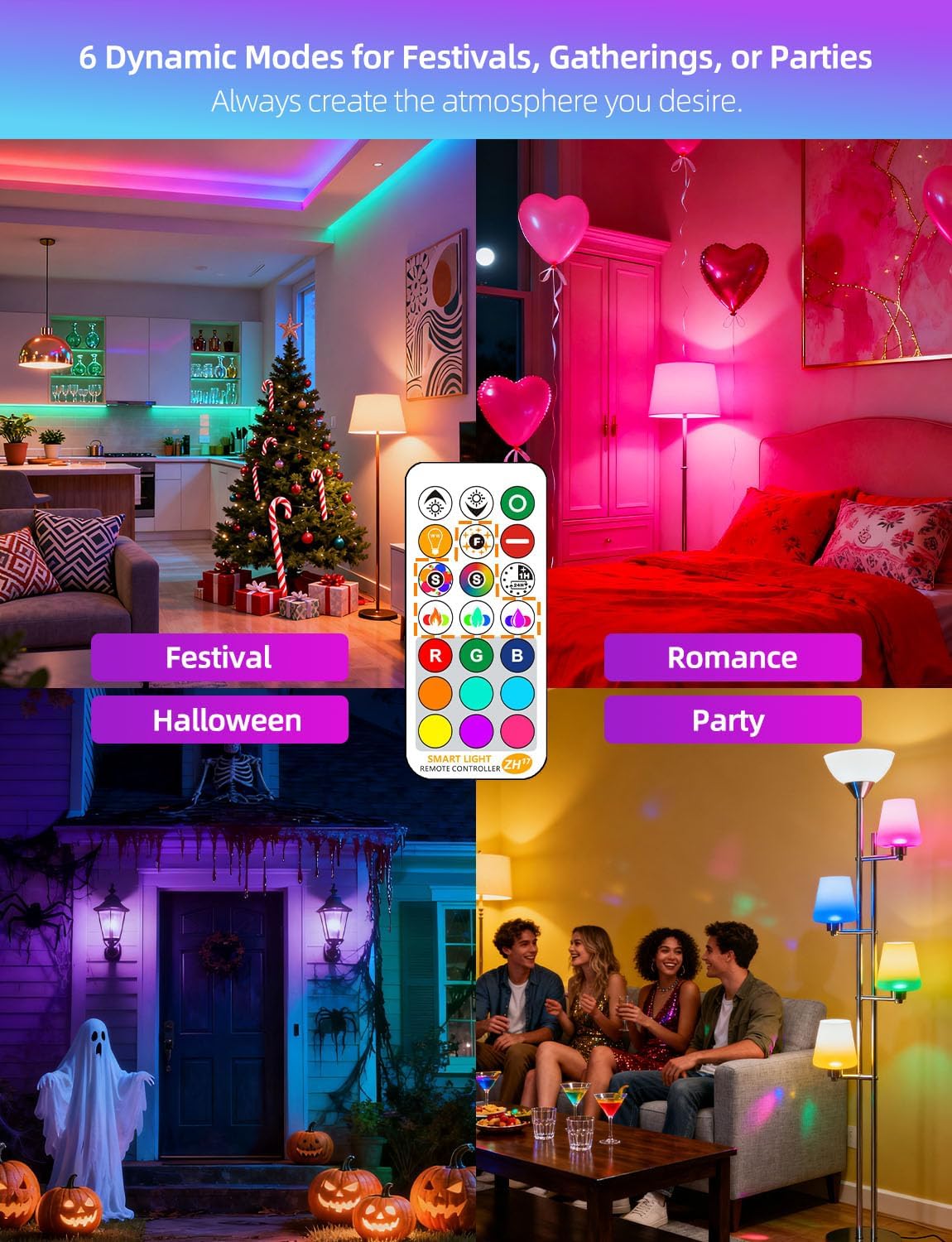 ILC LED Light Bulb 85W Equivalent, Color Changing Light Bulbs 2700K Warm White, Remote Control RGB 6 Modes, Timing, Sync, Dimmable E26 Screw Base (2 Pack)