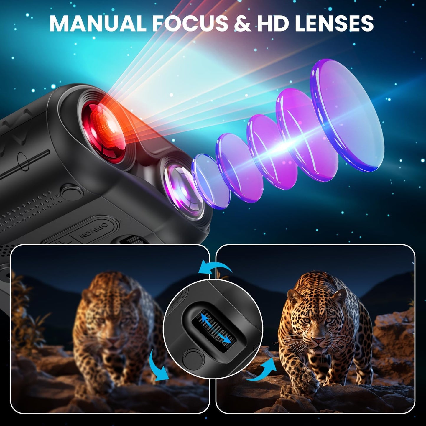 WARMTUYO 4K Night Vision Goggles, 3.0" HD Display Night Vision Binoculars, Portable 9-Level Infrared NightVision, 16X Digital Zoom, 5000mAh Long-Life Binoculars, Compact Binoculars with 32GB Card