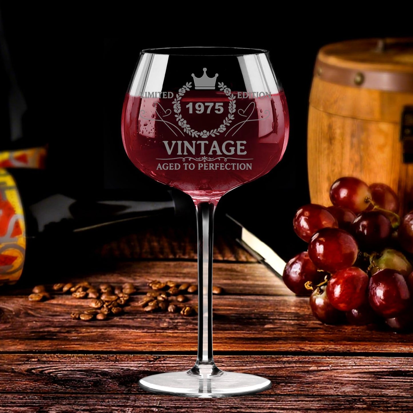 Lotnafee Funny 50th Birthday Gifts for Women, Vintage 1975 Engraved Wine Glass in Gift Box, Personalized Gift for Her, Mom, Sister, Daughter, Best Friend, Turning 50 and Fabulous Gift Idea