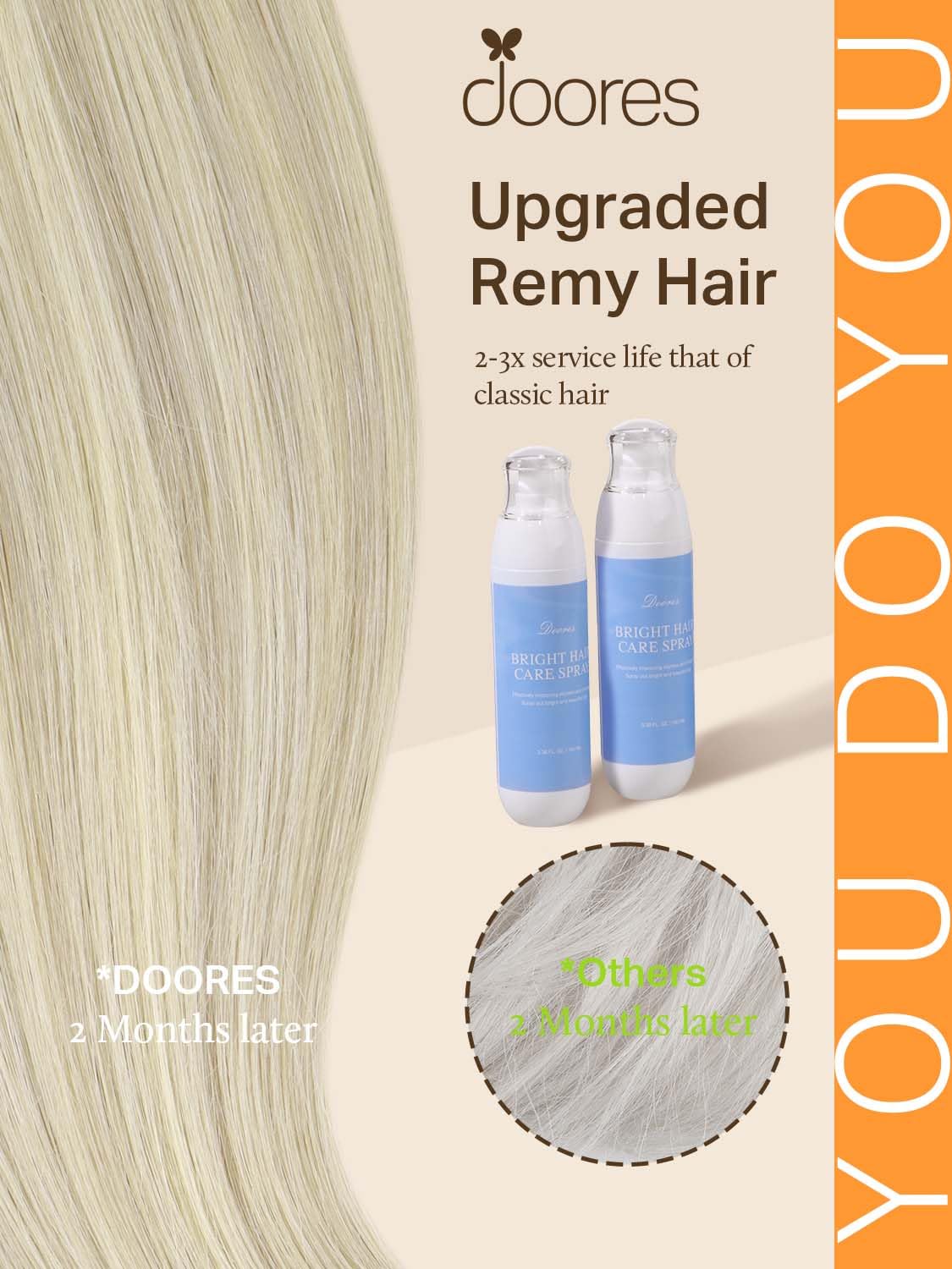 DOORES Sew in Hair Extensions Real Human Hair, Ash Blonde Highlighted Platinum Blonde 14 Inch 80g, Hand Tied Weft Extensions