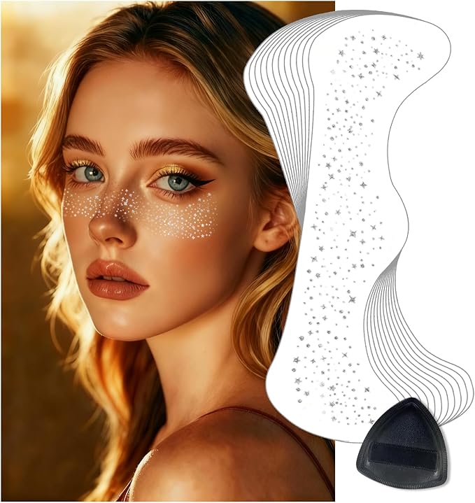 LALACE Glitter Freckles Face Tattoo – Sparkle Freckle Temporary Tattoo, Waterproof Face Glitter for Women, Face Sparkles &...