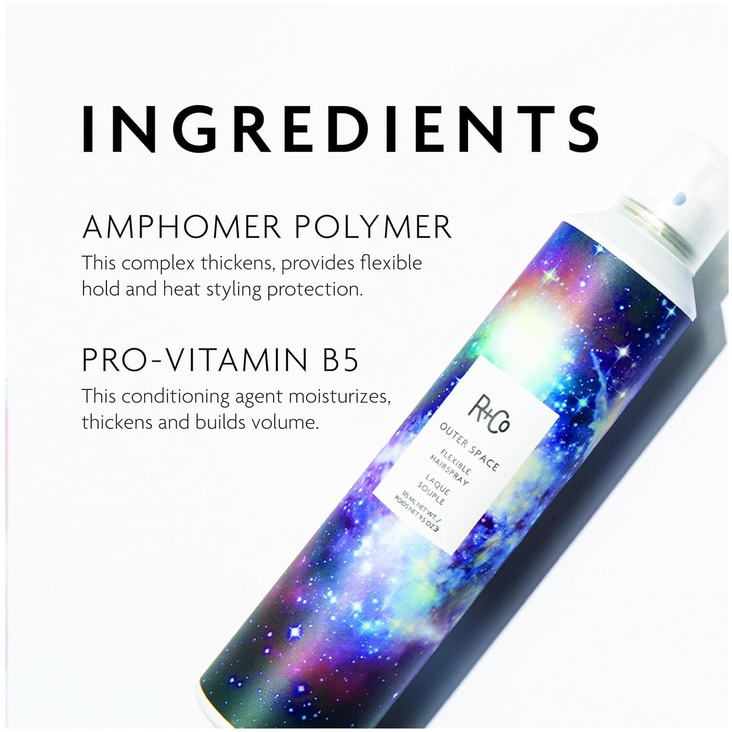 R+Co Outer Space Light Hair Spray | Unscented | Flexible Hold | Builds Volume | 9.5oz