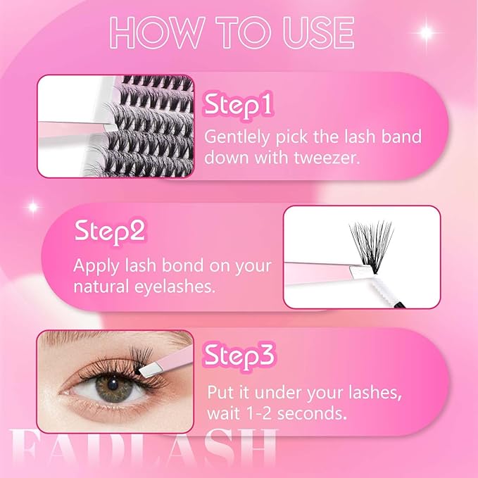 Lash Clusters Fluffy 40D+50D 10-18mm Mixed Tray 3D Effect Thick Eyelash Clusters D Curl Individual Lashes 280pcs Eyelash Extension Clusters Wispy Soft DIY Lash Extensions (40D+50D-0.07-D,10-18mm)