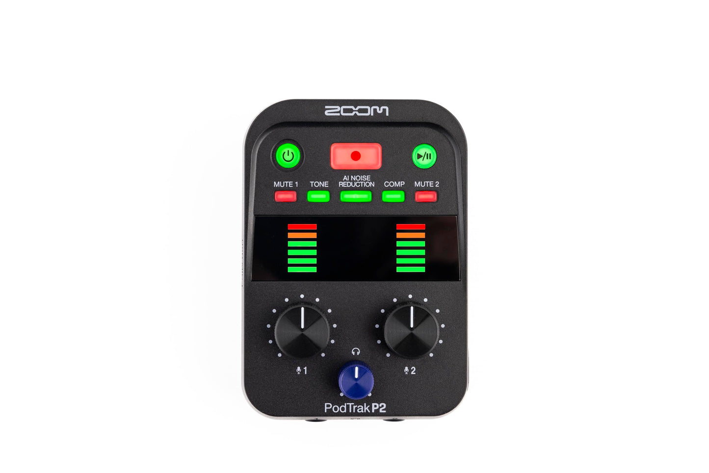 Podtrak P2 Podcast Recorder With 2 Usb Mic Inputs, 2 Headphone Outputs, Ai Noise Reduction, Tone & Comp Effects, Remote Guest Re