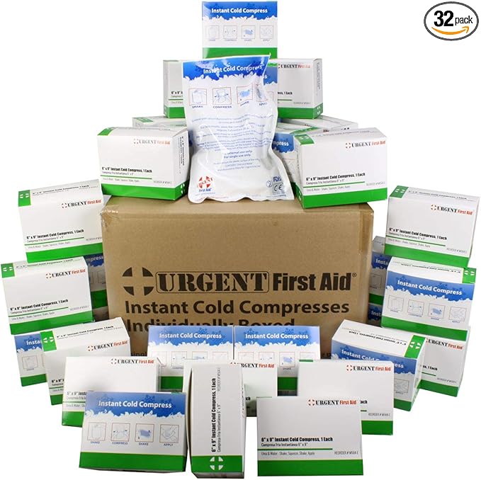 Case of 32 Individually Boxed Large Instant Cold Packs, 6" x 9" Disposable Cold Compresses - No pre-Chilling Required for ...