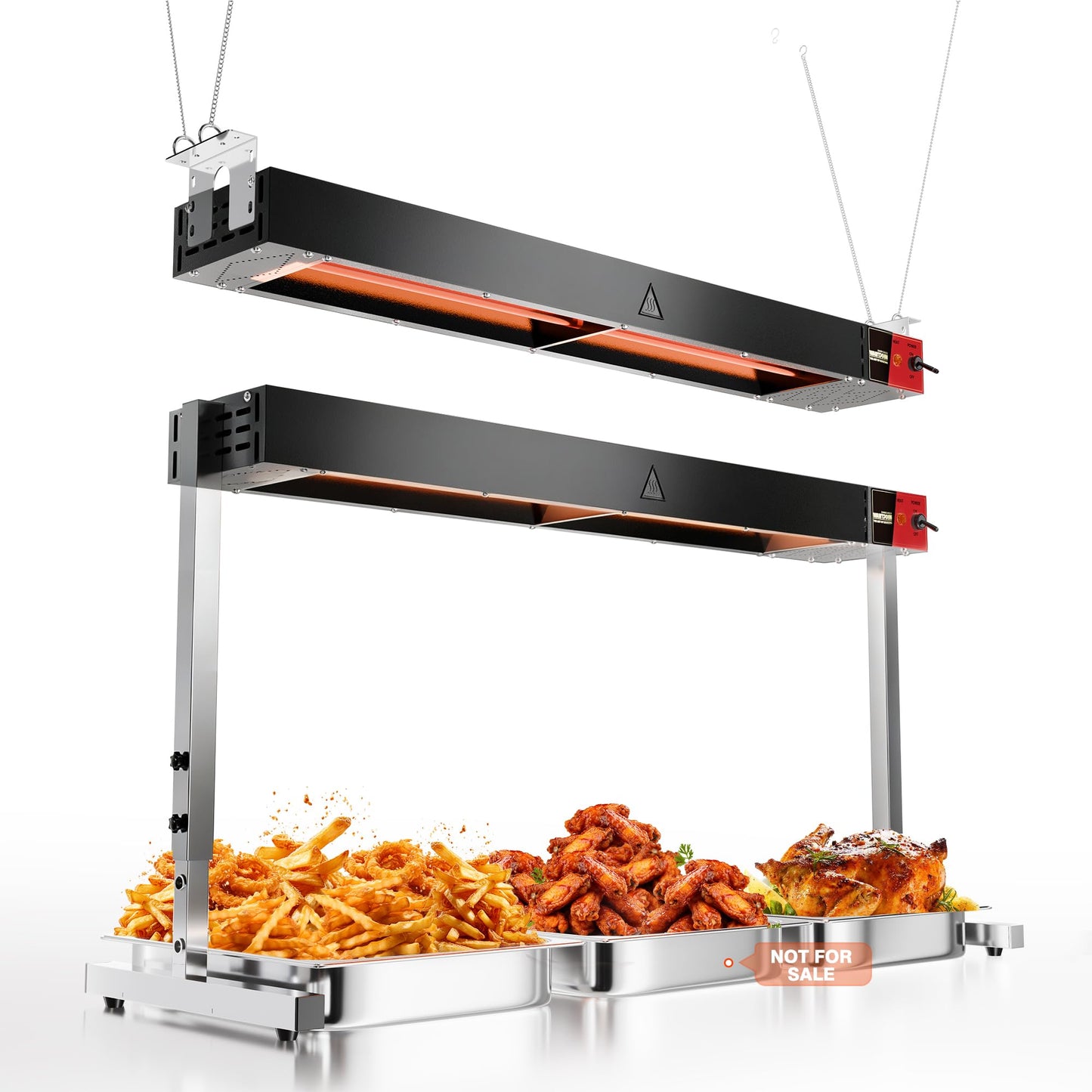 WantJoin Food Heat Lamp 36'' - 1050W Commercial Food Warmer Lamp Overhead Hanging & Standing Electric Strip Heating Lamps for Buffet Catering Restaurant Parties, Black