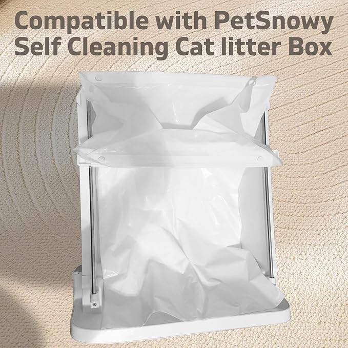 100 Pack Cat Litter Bags for PetSnowy Snow+ Cat Litter Box, Heavy Duty Tear and Leak Resistant Litters Bag, Self-Sealing Waste Drawer Liner Bags for PetSnowy (100)