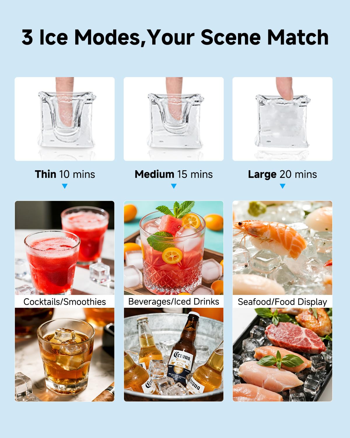 Feelfunn Commercial Ice Maker Machine - 100LBS/24H, 33lbs Storage Capacity, Stainless Steel Freestanding & Under Counter Ice Maker with Self-Cleaning, 24H Timer, Ideal for Home Bar Office Restaurant