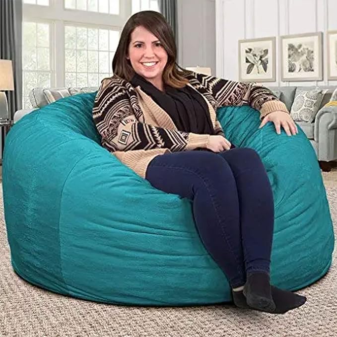 Ultimate Sack 4ft Bean Bag Chair, Oversize Bean Bag Chair for Adults, Comfy Chair Bean Bag Couch Lounge Sofa Loveseat Furniture | Teal Suede