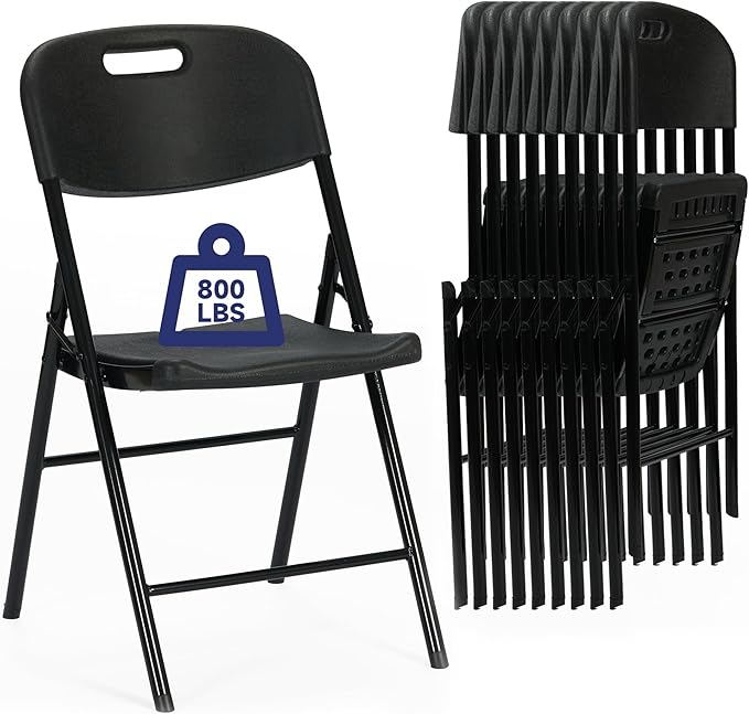 Winlice 30 Pack Thicker 800 LBS Black Folding Chairs, Commercial Grade Folding Chair, Foldable Chairs for Events